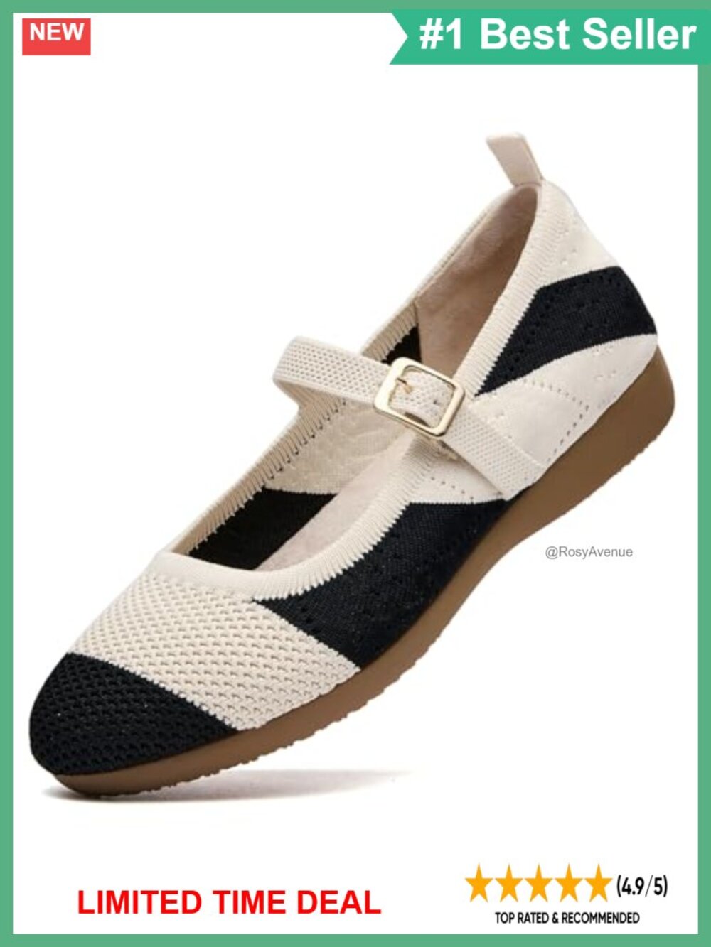 Flyknitting Mary Jane Flats Adjustable Strap Machine Washable Lightweight